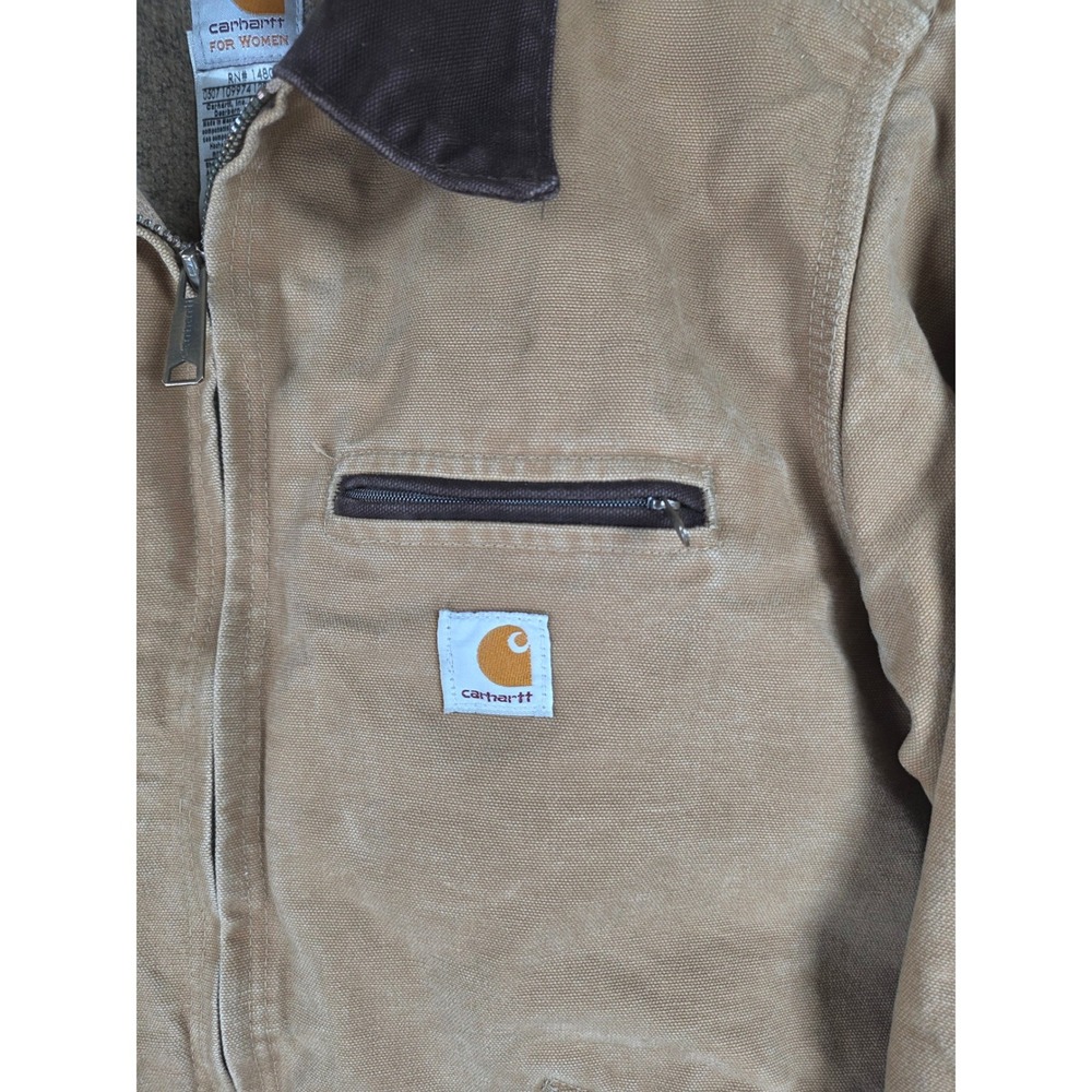 Carhartt WJ097‎ CML Detroit Jacket Camel Tan Blanket Lined Canvas Womens Medium - Picture 3 of 9